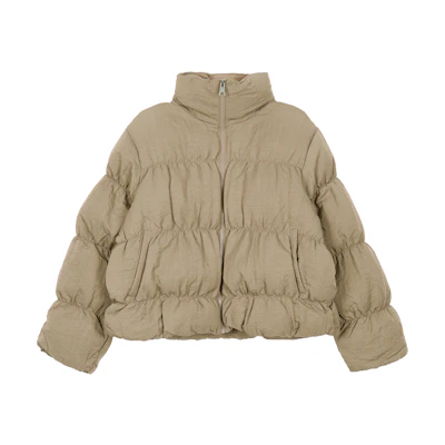 (Women) Jordan Solid Logo Quilted Puffer Jacket Long Sleeve Khaki. FB5150-277