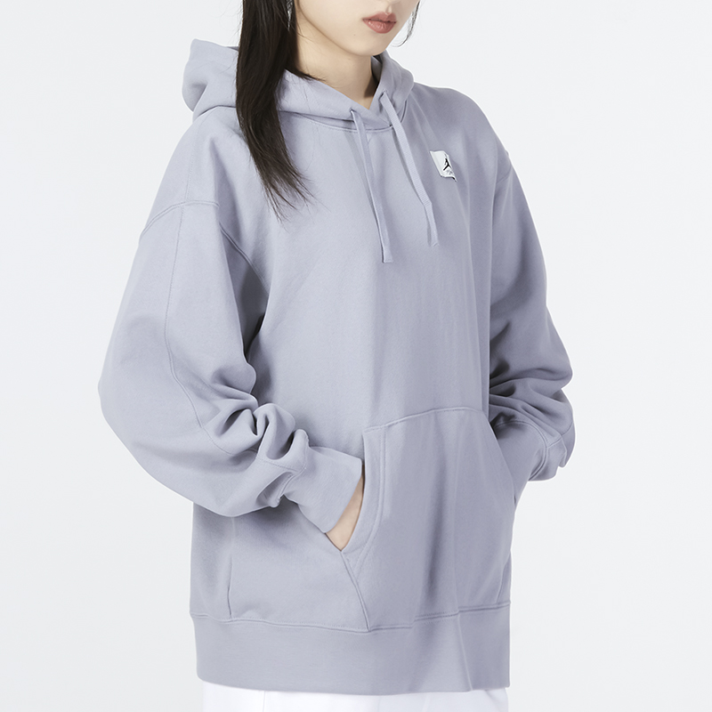 Details for (Women) Jordan W J Flight Fleece Pullover Hoodie Grey - Logo Sportswear Long Sleeve DQ4604-011