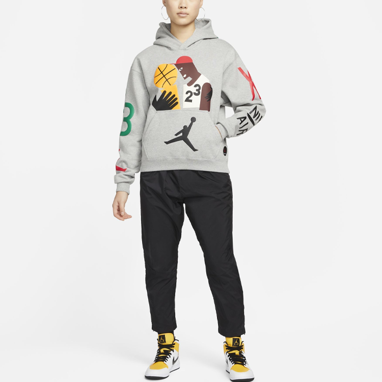 (Women) Jordan Nina FW22 Abstract Pattern Print Crop Hoodie Grey DO4159-063 圖 4