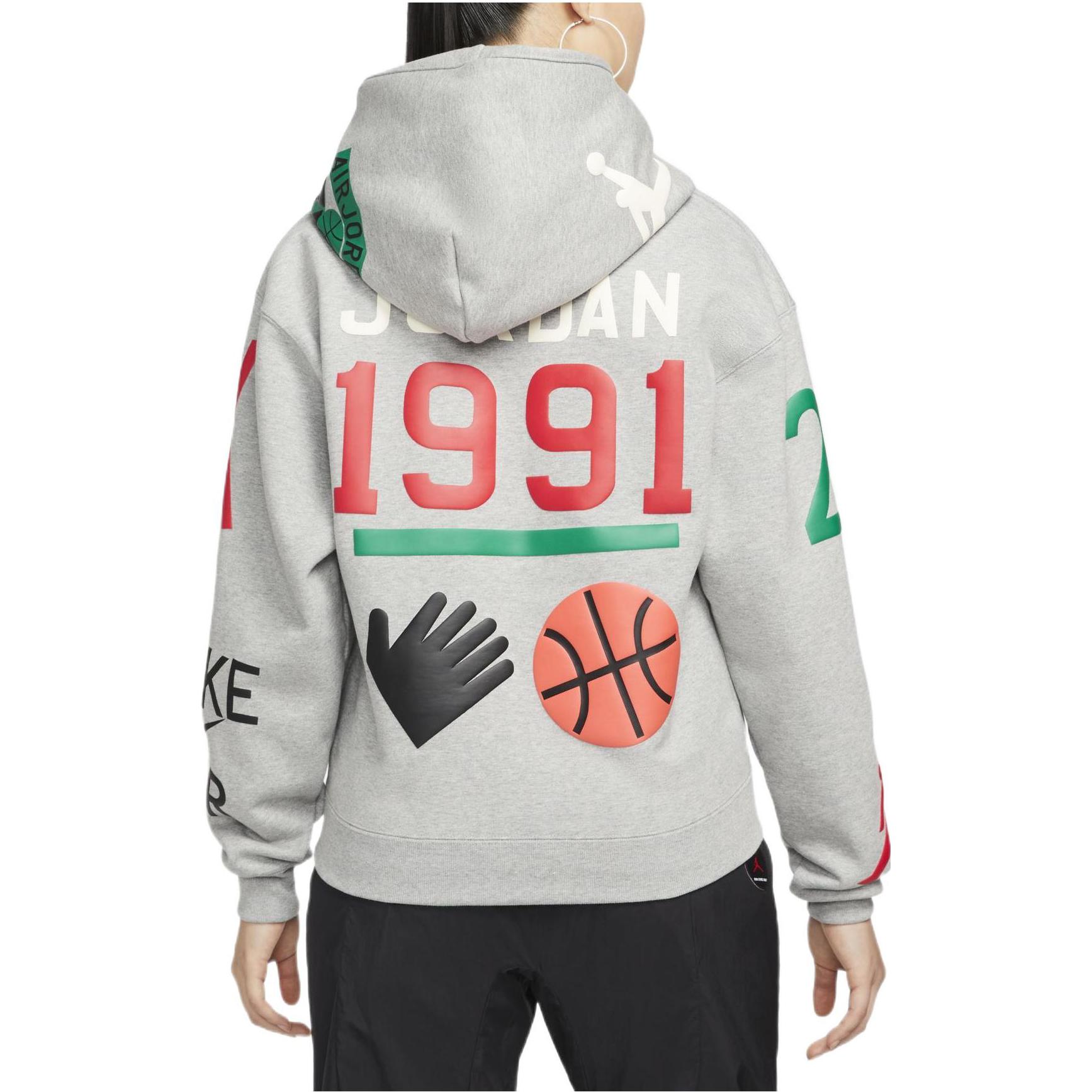 (Women) Jordan Nina FW22 Abstract Pattern Print Crop Hoodie Grey DO4159-063 圖 5