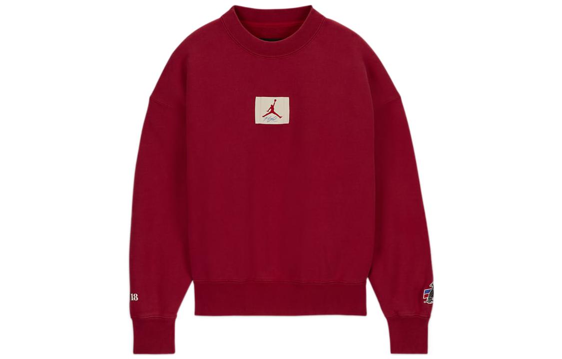 Order (W) Jordan x Two 18 Baju Crewneck Merah Vintage Logo Sulaman DV6967-687