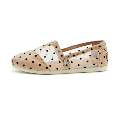 (W) Joy&Mario Fabric Casual Flats 'Polka Dot Mesh Breathable Versatile'