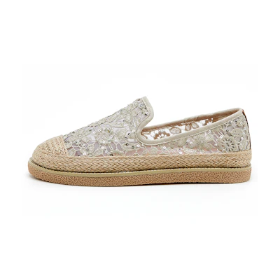 (W) Joy&Mario Fabric Casual Shoes 'Floral Lace Sequins Mesh Breathable Versatile'