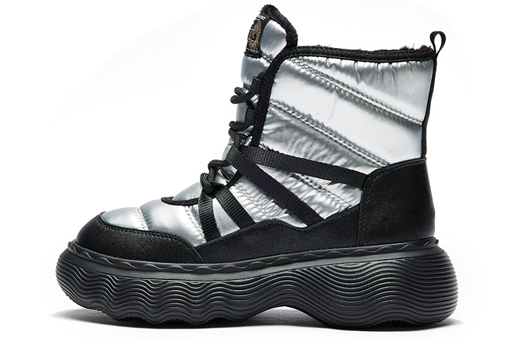 (Women) Joy&Mario Happy Mary Silver High-Top Faux Fur Lined Snow Boots 1Y1057W Silver