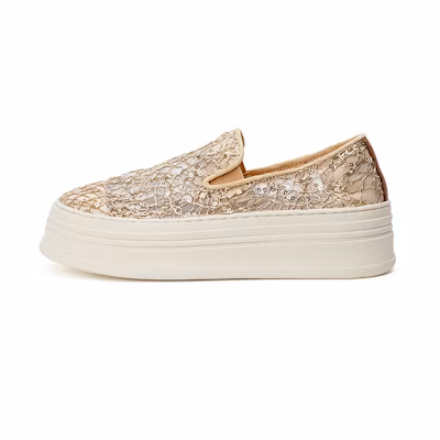 (W) Joy&Mario Loafers 'Iridescent Sequins Breathable Platform'
