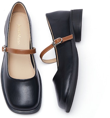 (W) Joy&Mario Retro Kulit 'Chunky Heel Santai' 3X7371W Cheap (W) Joy&Mario Retro Kulit 'Chunky Heel Santai' 3X7371W