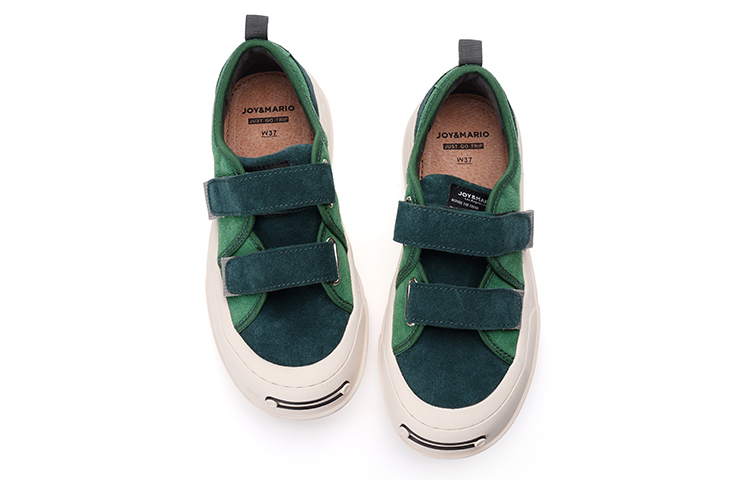 Shop 快樂瑪麗Joy&Mario 絨面革 復古魔術貼百搭 低幫 板鞋 3.5cm 女款