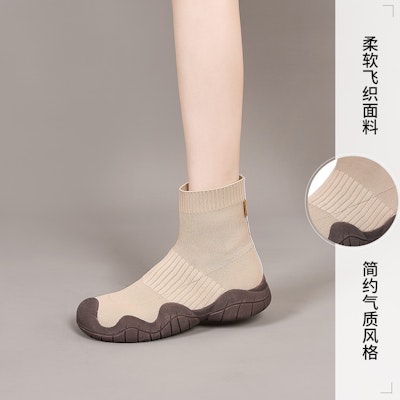 快樂瑪麗 Joy&Mario 針織布 顯瘦彈力厚底百搭 短靴 4cm 女款 6