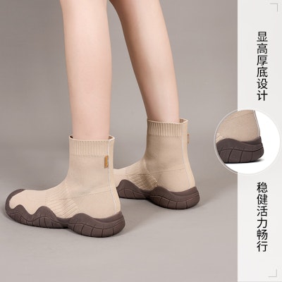 快樂瑪麗 Joy&Mario 針織布 顯瘦彈力厚底百搭 短靴 4cm 女款 7