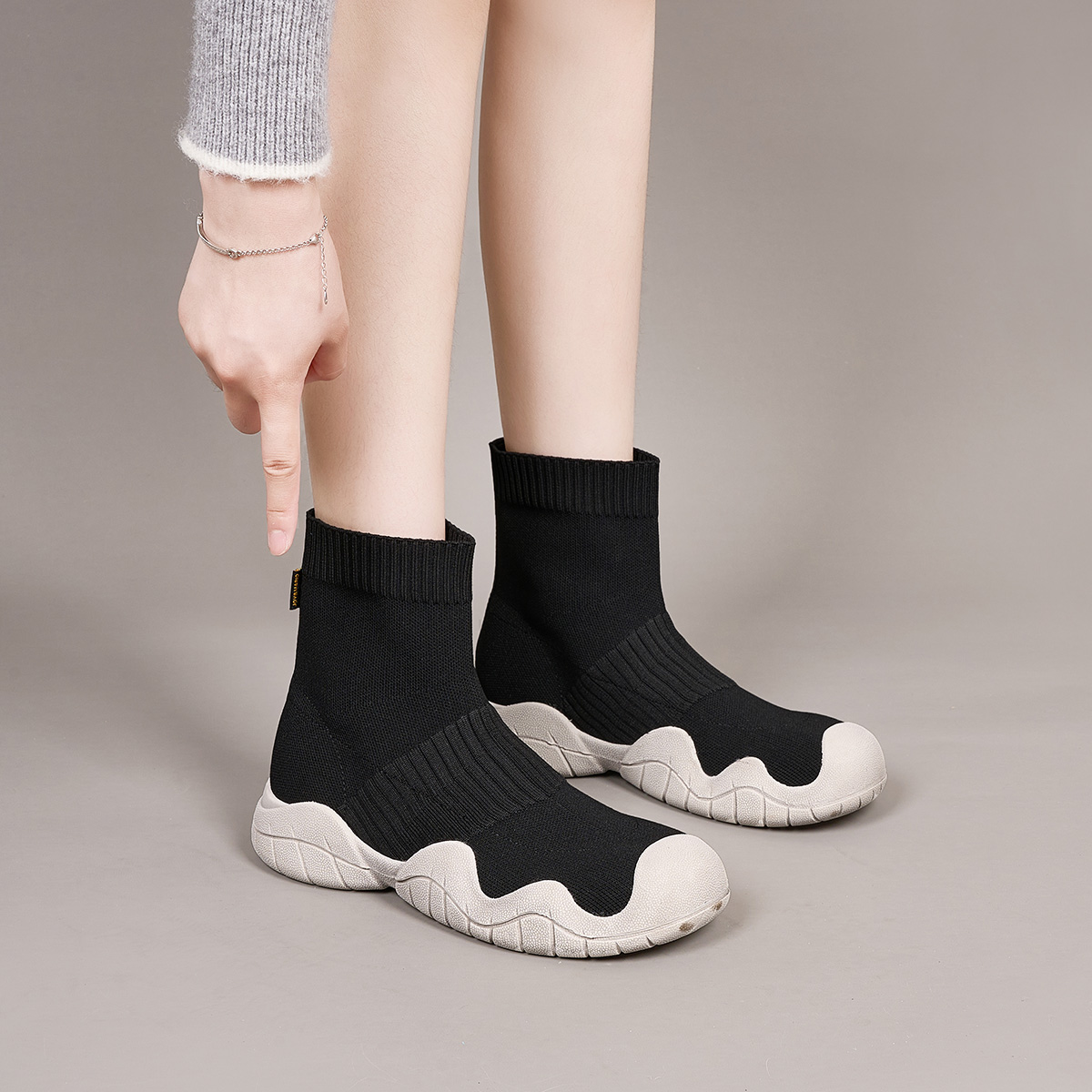 Purchase 快樂瑪麗 Joy&Mario 針織布 顯瘦彈力厚底百搭 短靴 4cm 女款