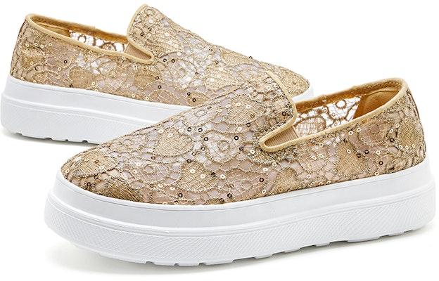 (W) Joy&Mario Slip-On 'Plataforma Malla Corazón Lentejuelas' 3H3501W 4