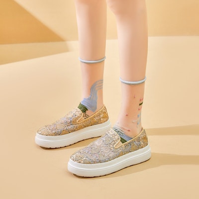 (W) Joy&Mario Slip-On 'Plataforma Malla Corazón Lentejuelas' 3H3501W 6