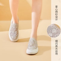 (W) Joy&Mario 一脚蹬 '心形网格亮片厚底' 3H3501W Details for (W) Joy&Mario 一脚蹬 '心形网格亮片厚底' 3H3501W