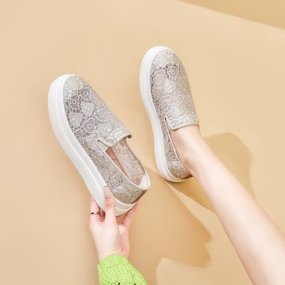 (W) Joy&Mario Slip-On 'Plataforma Malla Corazón Lentejuelas' 3H3501W 1