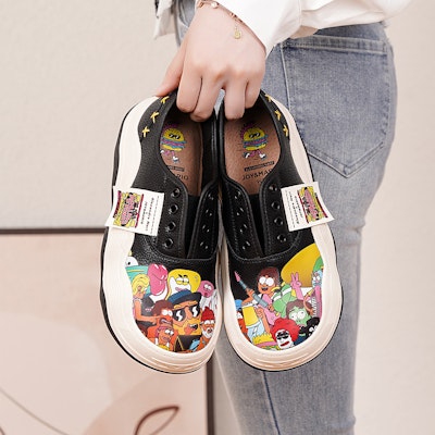 (W) Joy&Mario Sepatu Sneakers Kulit Sintetis 'Motif Kartun Trendy' 3H7666W 5