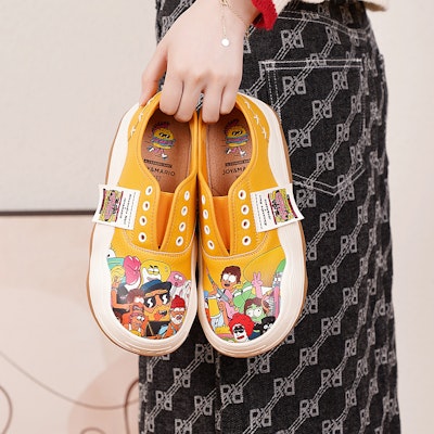 (W) Joy&Mario Sepatu Sneakers Kulit Sintetis 'Motif Kartun Trendy' 3H7666W 13