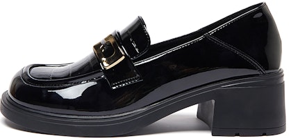 (Women) Joy&Mario Synthetic Patent Leather Glossy Metallic Buckle Chunky Heel Casual Shoes 'Versatile Black' 3X7363W (Women) Joy&Mario Synthetic Patent Leather Glossy Metallic Buckle Chunky Heel Casual Shoes 'Versatile Black' 3X7363W