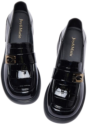 (Women) Joy&Mario Synthetic Patent Leather Glossy Metallic Buckle Chunky Heel Casual Shoes 'Versatile Black' 3X7363W Order (Women) Joy&Mario Synthetic Patent Leather Glossy Metallic Buckle Chunky Heel Casual Shoes 'Versatile Black' 3X7363W