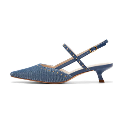 (W) Joypeace 4cm 'Blue Square Toe Fashion Stilettos'