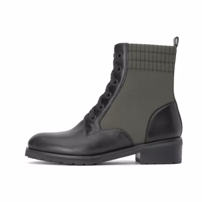 (W) Joypeace 'Black Green Leather Patchwork Short Martin Boots'
