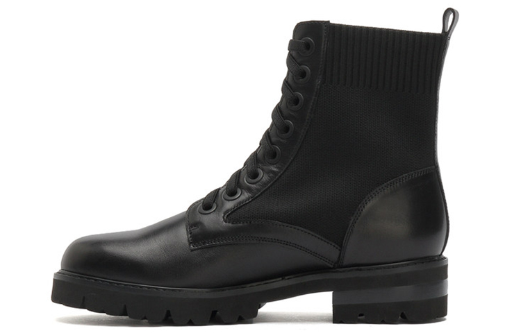 (Women) Joypeace 'Black Leather Patchwork Ankle Boots' JZPZU724DU1DZ0