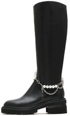 (W) Joypeace 'Botas Altas de Cuero con Cadena y Perla Negra' YPU55DC2 Buy (W) Joypeace 'Botas Altas de Cuero con Cadena y Perla Negra' YPU55DC2
