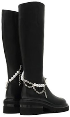 (W) Joypeace 'Botas Altas de Cuero con Cadena y Perla Negra' YPU55DC2 Shop (W) Joypeace 'Botas Altas de Cuero con Cadena y Perla Negra' YPU55DC2