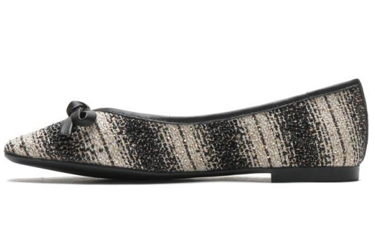 (Women) Joypeace 'Black Satin Diamond Butterfly Knot Flats' J4N22-2CDU1AQ1