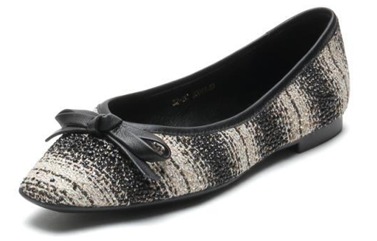 Order (W) ジョイピース「ブラックサテンダイヤモンドバタフライノットフラットシューズ」 J4N22-2CDU1AQ1