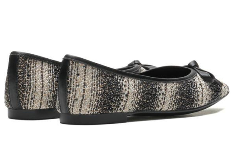 Shop (W) ジョイピース「ブラックサテンダイヤモンドバタフライノットフラットシューズ」 J4N22-2CDU1AQ1