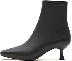 (Women) Joypeace 'Black Sheepskin Square-Toe Elastic Ankle Boot' YRS22DZ2 (Women) Joypeace 'Black Sheepskin Square-Toe Elastic Ankle Boot' YRS22DZ2