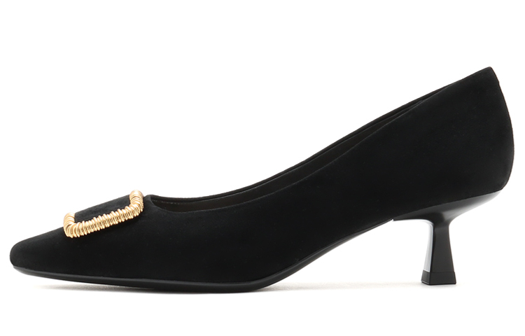 (Women) Joypeace 'Cashmere Leather Retro High Heels Black' JZPYSD07DU1CQ1