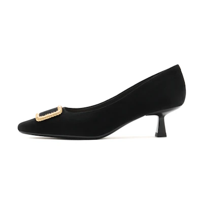 (W) Joypeace 'Cashmere Leather Retro High Heels Black'
