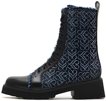 (Women) Joypeace 'Infinity Series Retro Spliced Martin Boots Blue' YQB46DZ2 (Women) Joypeace 'Infinity Series Retro Spliced Martin Boots Blue' YQB46DZ2