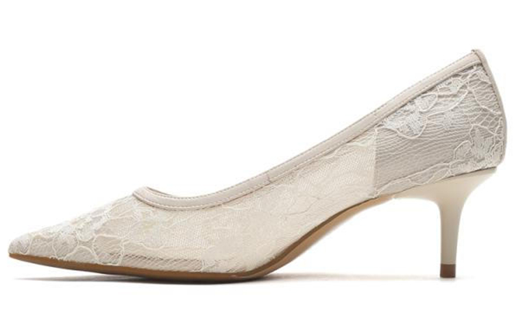(W) Joypeace 'Lace Cutout High Heels - Beige'