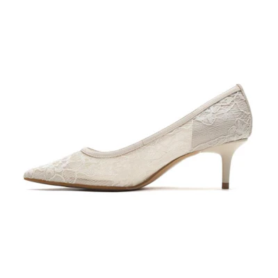 (W) Joypeace 'Lace Cutout High Heels - Beige'