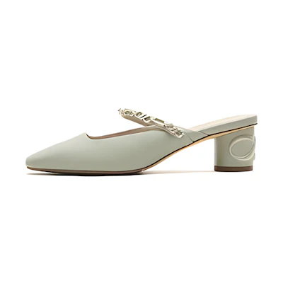 (W) Joypeace 'Leather Slip-On Square Toe Block Heel'