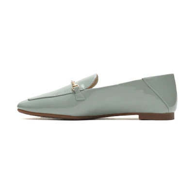 (W) Joypeace 'Metallic Block Heel Loafer Green'