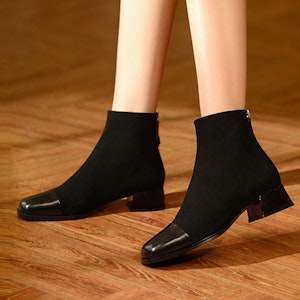 (W) Joypeace 'Boot Tumit Buku Lali Anjal Corak Tampal 4cm' 36Z08DD3 2