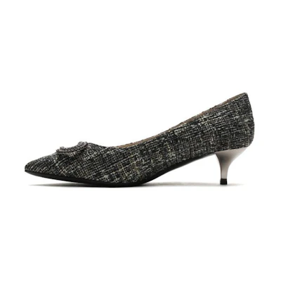 (W) Joypeace 'Pointed Toe Chanel-Inspired High Heels Grey Gold'