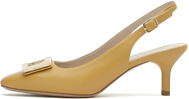 (Women) Joypeace 'Sheepskin Square-Toe Wood-Grain Buckle Cut-Out High Heels' YQF14AH1 (Women) Joypeace 'Sheepskin Square-Toe Wood-Grain Buckle Cut-Out High Heels' YQF14AH1