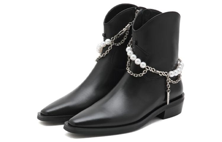 (W) Joypeace Ankle Boots 'Black' 'Sweet Cool Pearl Chunky Heel' 圖 2
