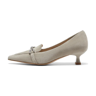 (W) Joypeace Belle Corporation 'Sheepskin Commuter Rhinestone Kitten Heel'