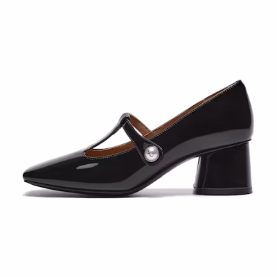 (W) Joypeace Belle Corporation Retro Square Toe Chunky High Heels 5.5cm 'Joypeace'