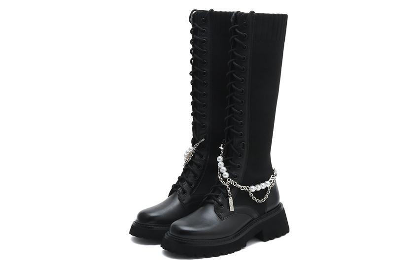 (W) Joypeace Boots 'Black' 'Pearl Chain Knight' 圖 2