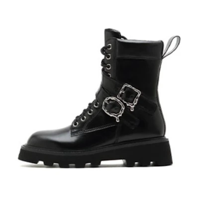 (W) Joypeace Boots 'Black Leather Biker'