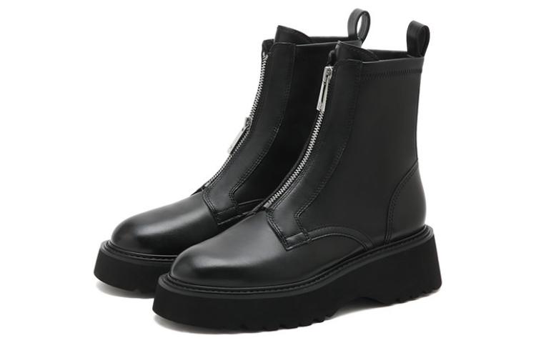 Order (W) Botas Joypeace 'Cuero Negro Punta Redonda Moda Media Pantorrilla' YUC32DZ2