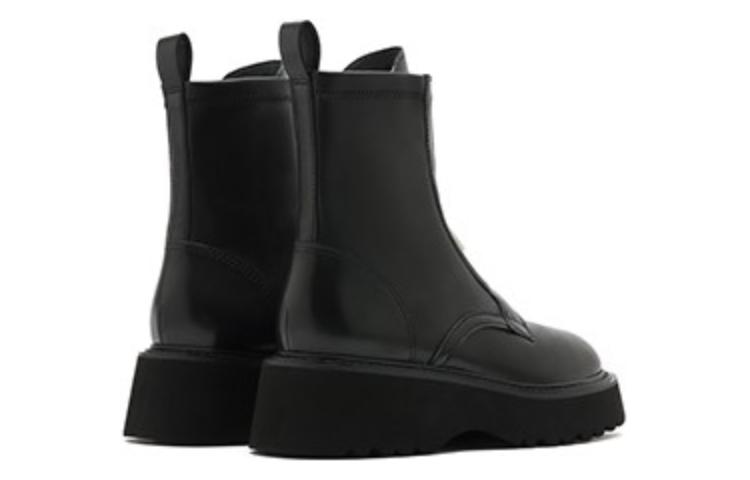 Shop (W) Botas Joypeace 'Cuero Negro Punta Redonda Moda Media Pantorrilla' YUC32DZ2