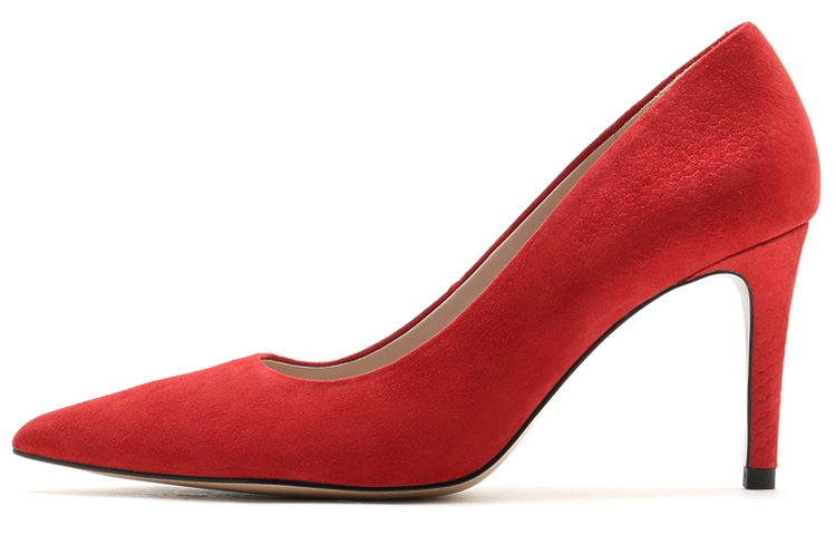 (W) Joypeace Classic Gradient Embossed Cashmere Leather High Heels 'Red'
