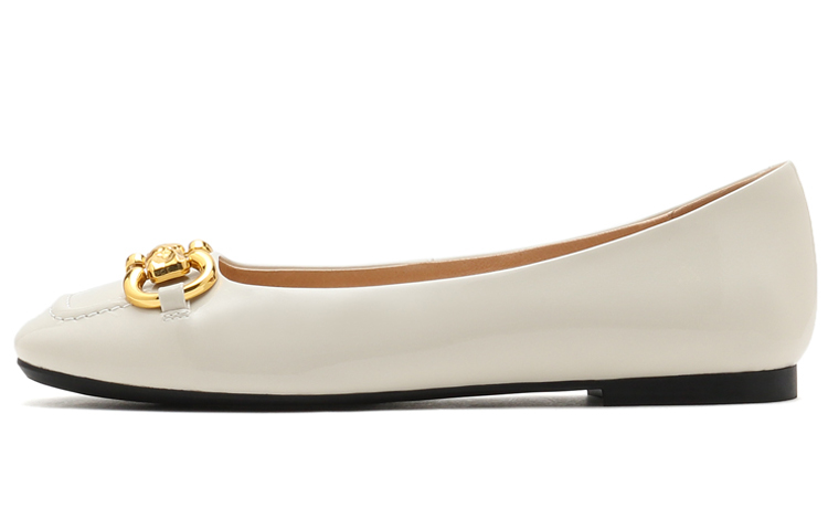 (W) Joypeace Classic Patent Flats 'Beige'